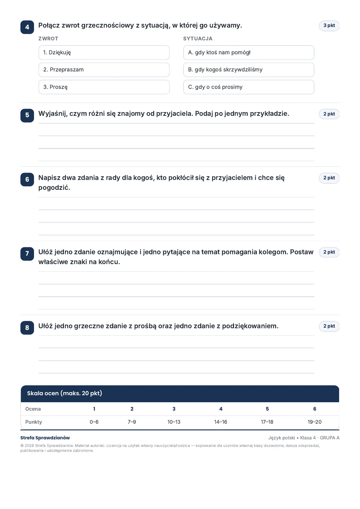 Przykładowa strona arkusza — Między nami 4 — komplet całoroczny, strona 2